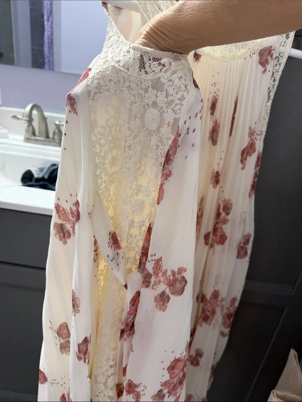 Free People Cream Midi Dress with Rose Print
